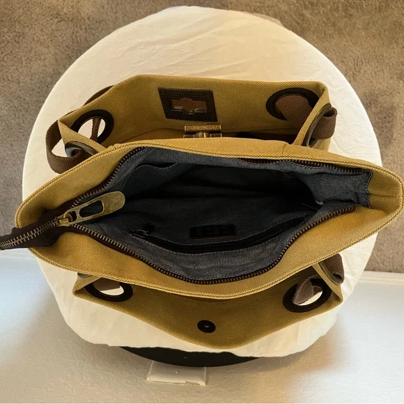 ZEDE Unisex Pont Des Arts Mini Cross Body Bag - Beige Khaki, *no shoulder strap - Picture 6 of 12